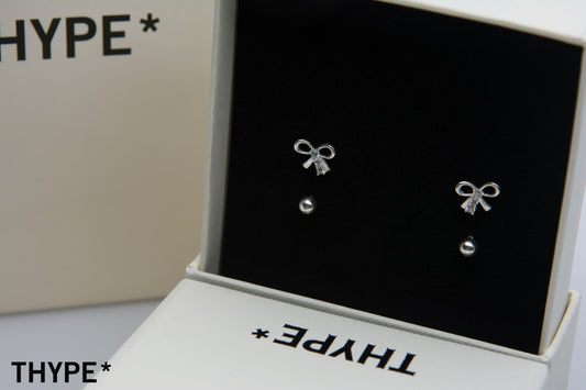 Bow Dot - Silver - Earrings